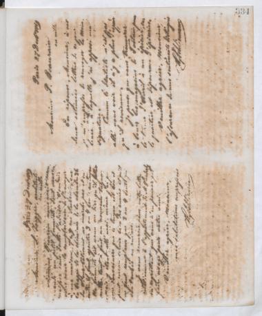 Copy of letter by Schliemann, Heinrich to Beaurain, Polynice, 1869