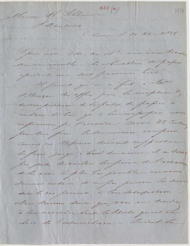 Letter sent by Coomans & Born to Schliemann, Heinrich, 1856