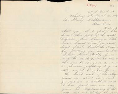 Letter sent by Schliemann, William Emil to Schliemann, Heinrich, 1884