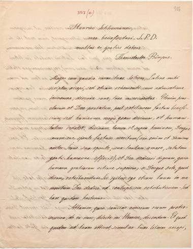Letter sent by Βίμπος, Θεόκλητος to Schliemann, Heinrich, 1858
