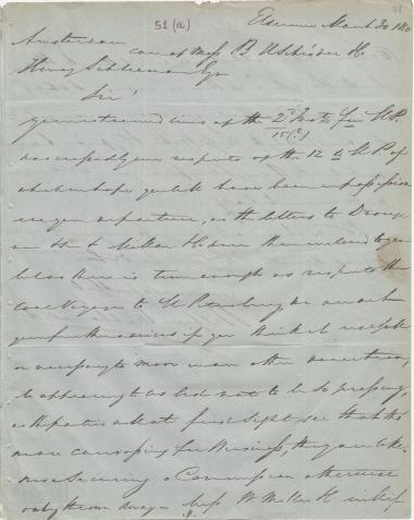 Letter sent by Belfour Ellah Rainals & Co. to Schliemann, Heinrich, 1850
