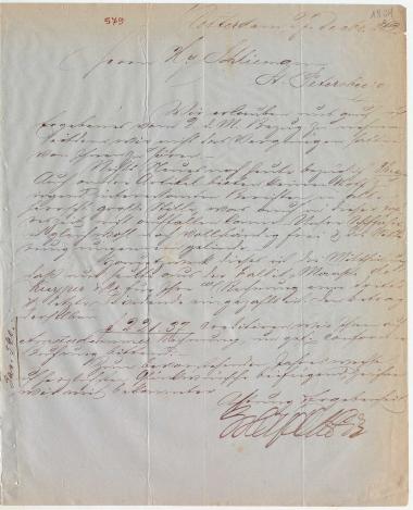 Letter sent by Hoyack, Wm. & Co. to Schliemann, Heinrich, 1862