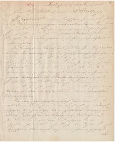 Letter sent by Schiller, Carl to Schliemann, Heinrich, 1855