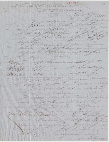 Letter sent by Faber, Georg & Schwabe to Schliemann, Heinrich, 1860