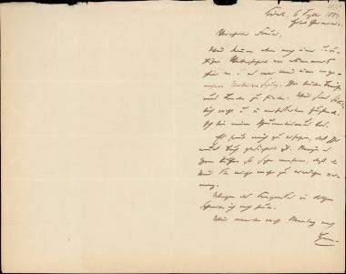 Letter sent by Virchow, Rudolf to Schliemann, Heinrich, 1884