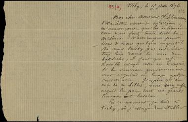 Letter sent by Burnouf, Émile to Schliemann, Heinrich, 1876