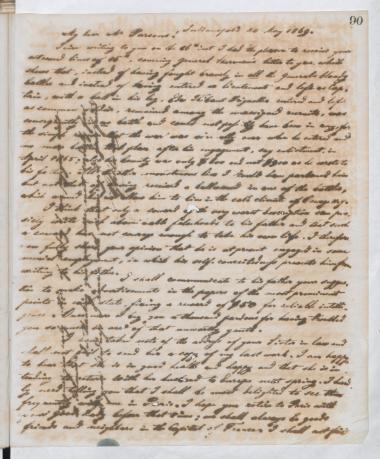 Copy of letter by Schliemann, Heinrich to Parsons, Charles, 1869