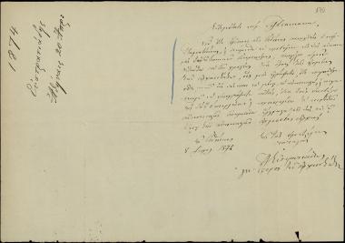 Letter sent by Ευστρατιάδης, Παναγιώτης to Schliemann, Heinrich, 1874