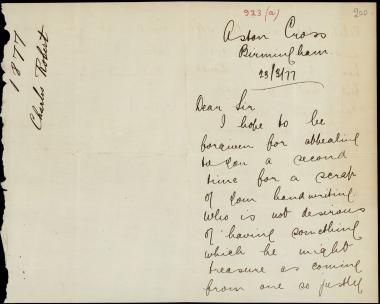 Letter sent by Robert, Charles F. to Schliemann, Heinrich, 1877