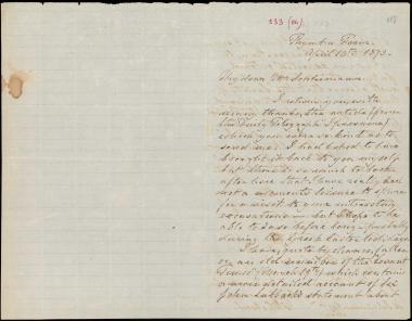 Letter sent by Calvert, Frederick W. to Schliemann, Heinrich, 1873