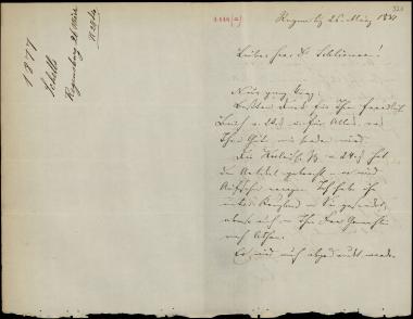 Letter sent by Schels, August to Schliemann, Heinrich, 1877