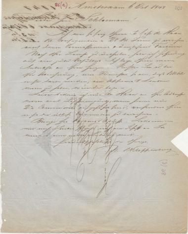 Letter sent by Kloppenburg, W. H. to Schliemann, Heinrich, 1848