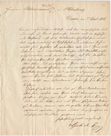Letter sent by Gehe & Co. to Schliemann, Heinrich, 1856