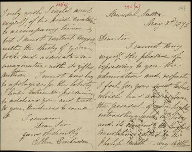 Letter sent by Emberson, Ellen to Schliemann, Heinrich, 1875