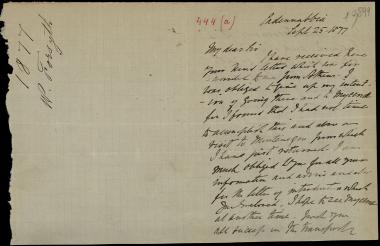 Letter sent by Forsyth, W. to Schliemann, Heinrich, 1877