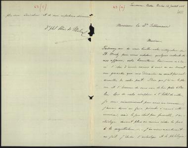 Letter sent by Molin, Aloïs to Schliemann, Heinrich, 1885