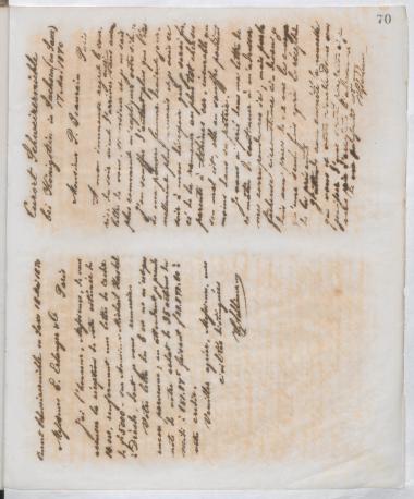 Copy of letter by Schliemann, Heinrich to Beaurain, Polynice, 1870