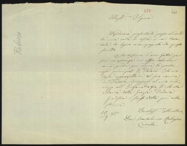 Letter sent by Robesco, Bartolomeo  to Schliemann, Heinrich, 1885