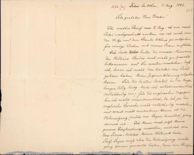 Letter sent by Dörpfeld, Wilhelm to Schliemann, Heinrich, 1883