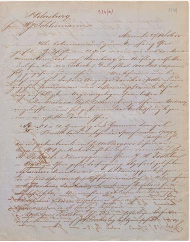 Letter sent by Meyer & Co. to Schliemann, Heinrich, 1855