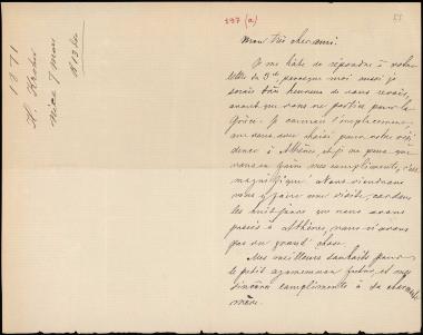 Letter sent by Krohn, Heinrich Christian to Schliemann, Heinrich, 1871
