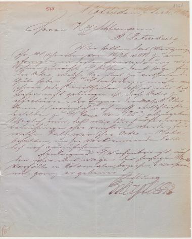 Letter sent by Hoyack, L. & Co. to Schliemann, Heinrich, 1862