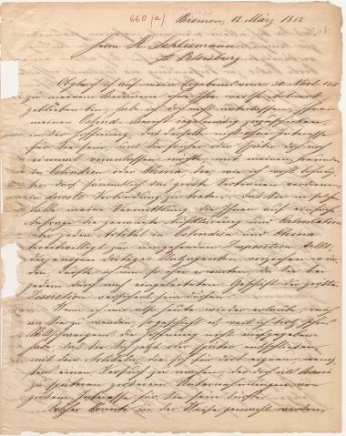 Letter sent by Spielter, F. W. to Schliemann, Heinrich, 1862