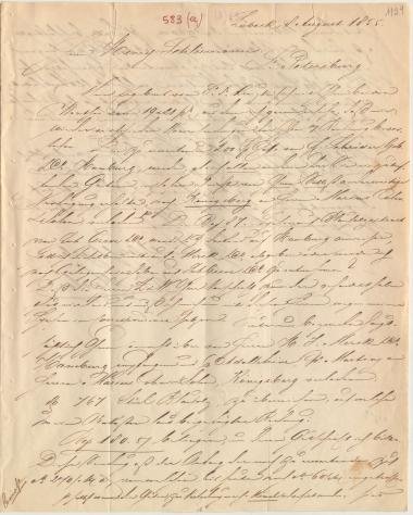 Letter sent by Minlos, L. to Schliemann, Heinrich, 1855