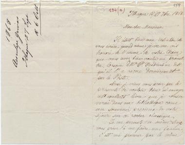 Letter sent by Grivas, Esculape to Schliemann, Heinrich, 1868