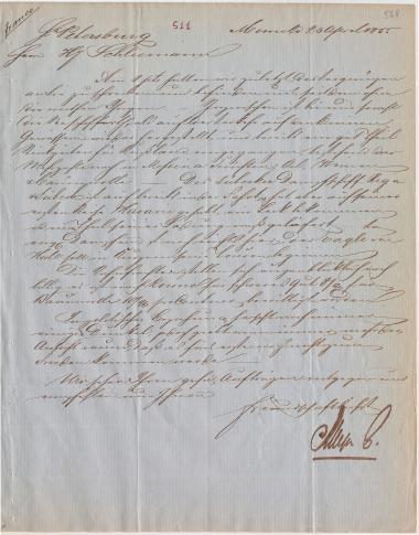 Letter sent by Meyer & Co. to Schliemann, Heinrich, 1855