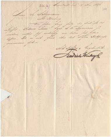 Letter sent by Winberg, Friedrich & Co. to Schliemann, Heinrich, 1856