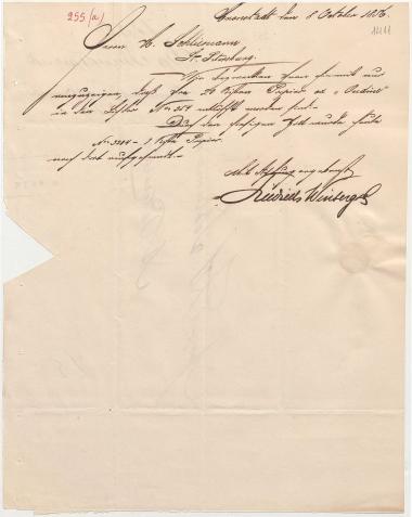 Letter sent by Winberg, Friedrich & Co. to Schliemann, Heinrich, 1856