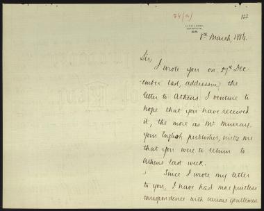 Letter sent by Bremner, Henning to Schliemann, Heinrich, 1886