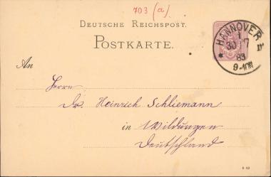 Letter sent by Καστρωμένος, Ιωάννης to Schliemann, Heinrich, 1883