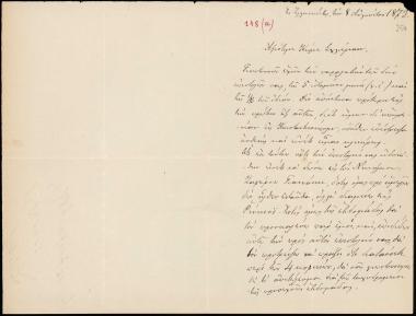 Letter sent by Δοκός, Γεώργιος Σ. to Schliemann, Heinrich, 1873