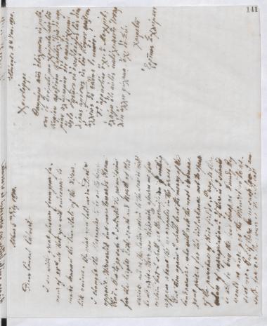 Copy of letter by Schliemann, Heinrich to Calvert, Frank, 1890