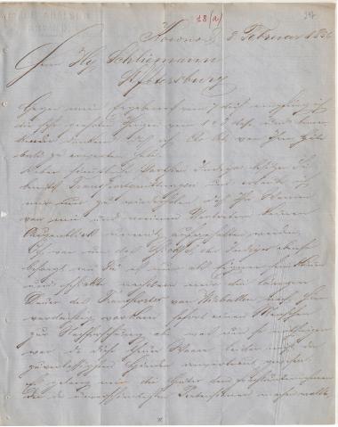 Letter sent by Adelson, Jacob to Schliemann, Heinrich, 1856