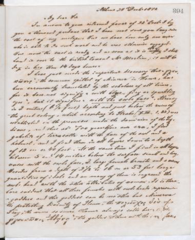 Copy of letter by Schliemann, Heinrich to Newton, C. T. 1872