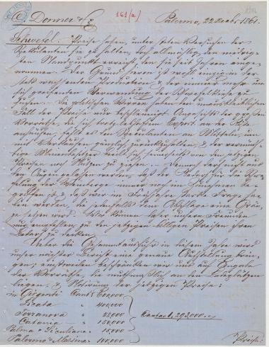 Letter sent by Donner, C. & Co. to Schliemann, Heinrich, 1861