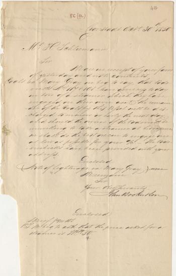 Letter sent by Booker, John & Son to Schliemann, Heinrich, 1850