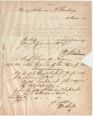 Letter sent by Minlos, Wilhelm to Schliemann, Heinrich, 1860