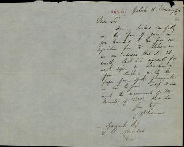 Letter sent by Hanson, Ch. to Gargiulo, A. A. 1876