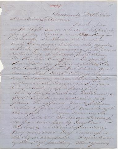 Letter sent by Grim, A. K. to Schliemann, Heinrich, 1854