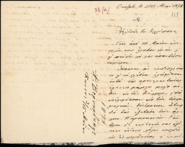 Letter sent by Βερναρδάκης, Αθανάσιος Νικολάου to Schliemann, Heinrich, 1872