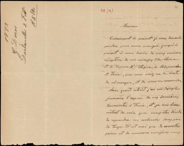 Letter sent by Δοκός, Γεώργιος Σ. to Schliemann, Heinrich, 1872