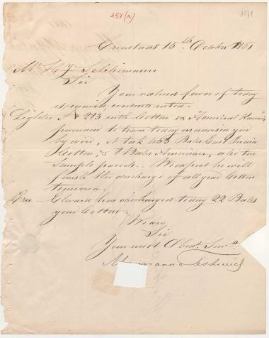 Letter sent by Maynard & Fishwicks to Schliemann, Heinrich, 1861