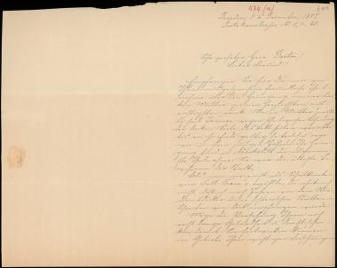 Letter sent by Laue, Adolph to Schliemann, Heinrich, 1889