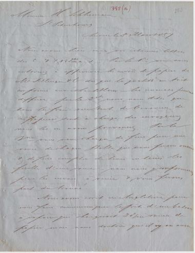 Letter sent by Coomans & Born to Schliemann, Heinrich, 1857