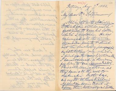 Letter sent by Smith, Philip to Schliemann, Heinrich, 1883