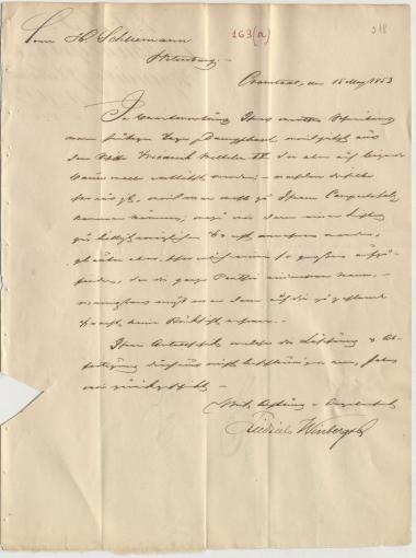 Letter sent by Winberg, Friedrich & Co. to Schliemann, Heinrich, 1853